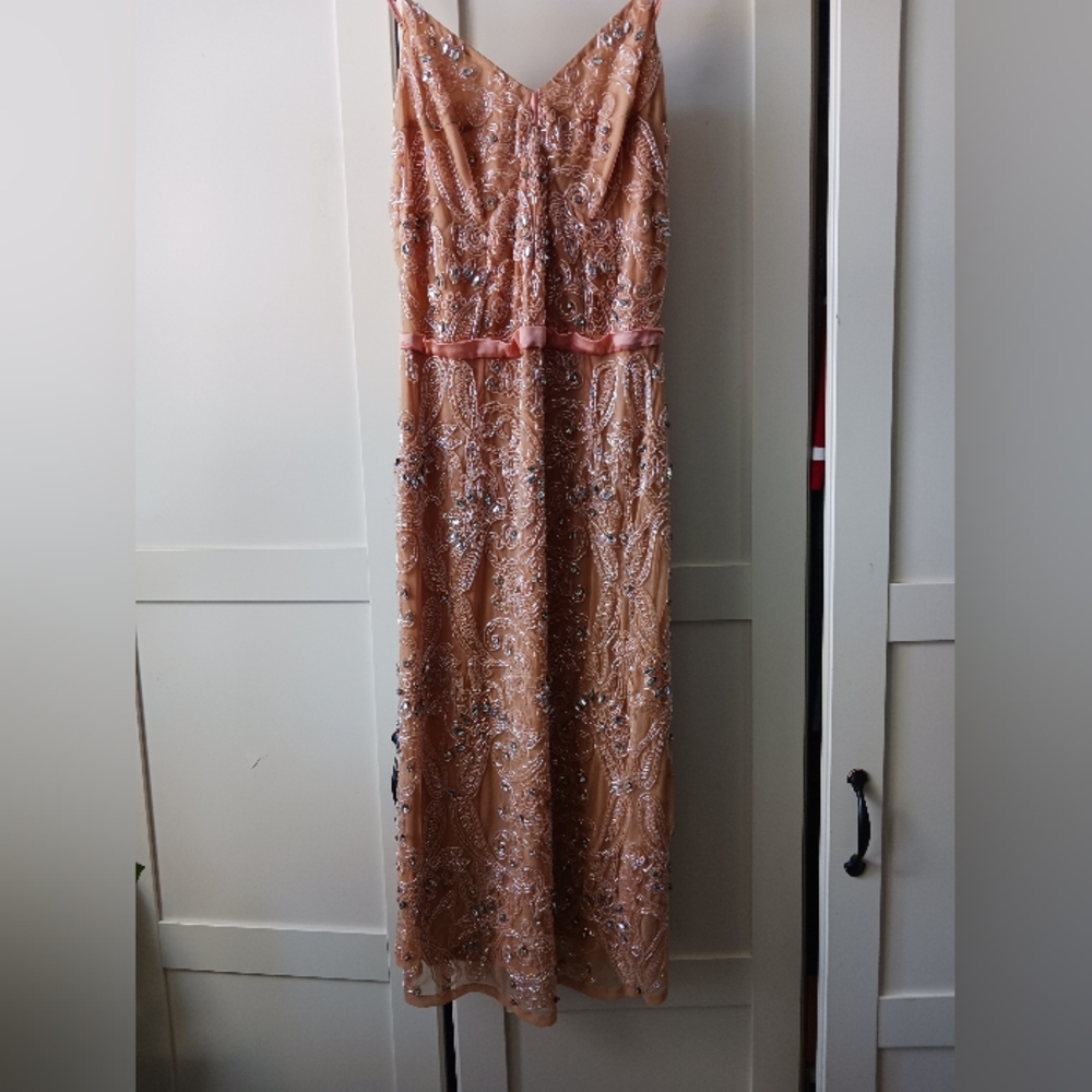 Beaded mini pink dress